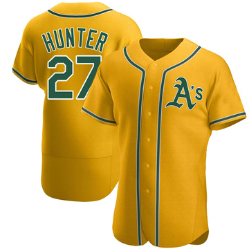 Men's Oakland Athletics Catfish Hunter Gold Throwback Jersey - Authentic