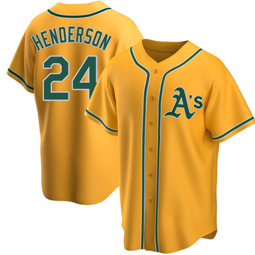 Rickey Henderson Men's Oakland Athletics Alternate Jersey - Black  Holographic Replica