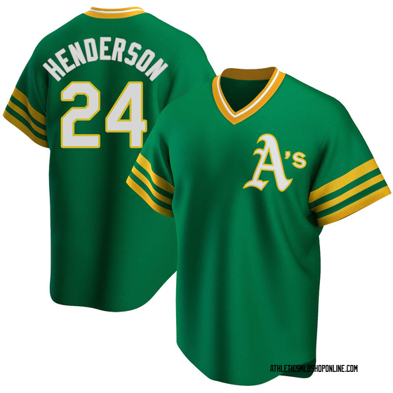 Men's Oakland Athletics Rickey Henderson Green R Kelly Road Cooperstown  Collection Jersey - Replica