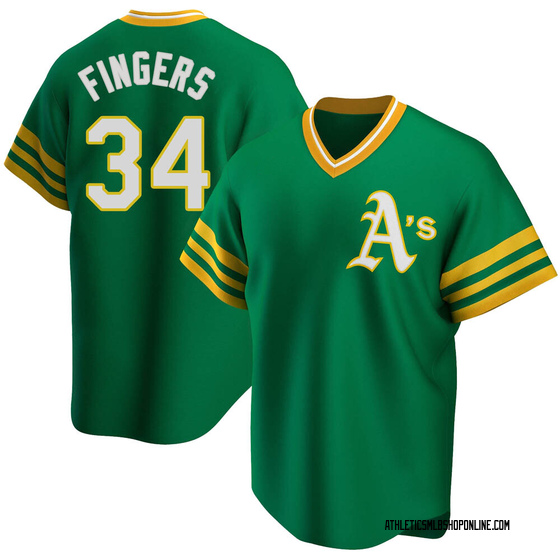 Men's Oakland Athletics Rollie Fingers Green R Kelly Road Cooperstown  Collection Jersey - Replica