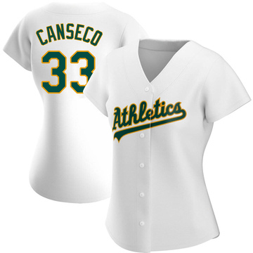 JOSE CANSECO SIGNED WHITE STAHL OAKLAND A'S JERSEY NUMBER #3