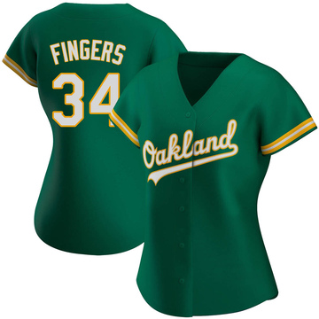 Rollie Fingers Men's Oakland Athletics Throwback Jersey - Green Authentic